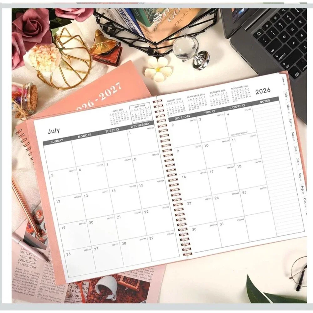 Monthly Planner 2026 8.5x11 W/Tabs New Pink